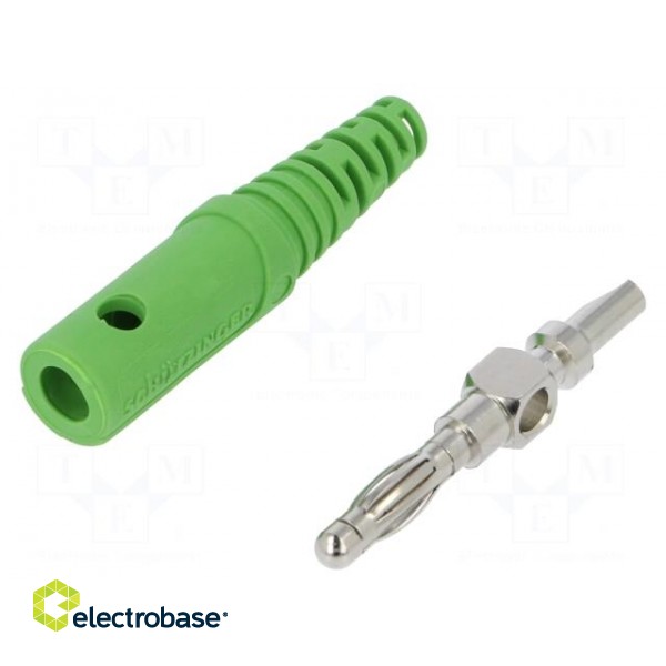 Plug | 4mm banana | 32A | 60VDC | green | Max.wire diam: 2.8mm paveikslėlis 1
