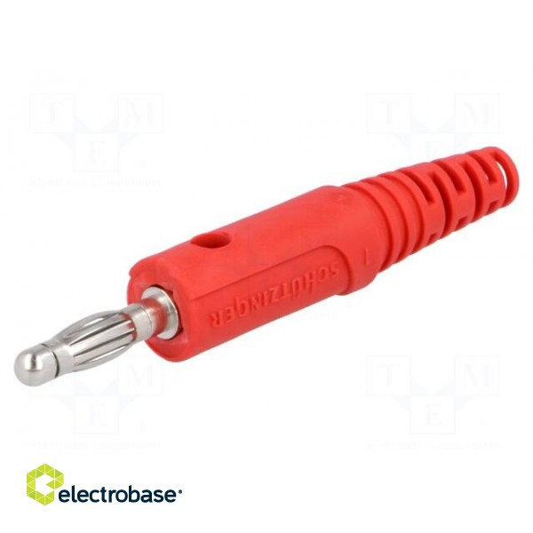 Plug | 4mm banana | 32A | 33VAC | 70VDC | red | Max.wire diam: 4mm | 2.5mm2 image 1