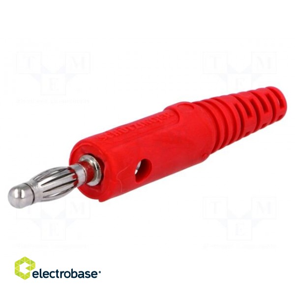 Plug | 4mm banana | 32A | 33VAC | 70VDC | red | Max.wire diam: 4mm | 2.5mm2 image 1