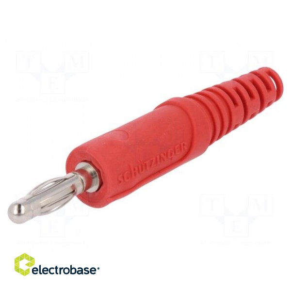 Plug | 4mm banana | 32A | 33VAC | 70VDC | red | non-insulated | 2.5mm2 image 1