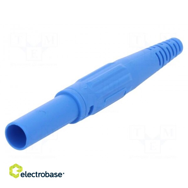 Plug | 4mm banana | 32A | 600V | blue | insulated | Mounting: on cable image 1