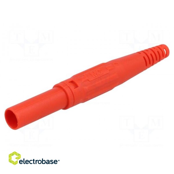 Plug | 4mm banana | 32A | 600V | red | insulated | Plating: nickel plated image 1