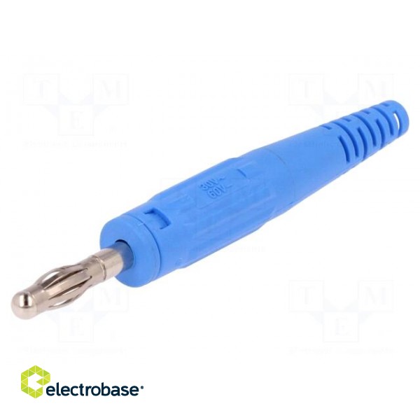 Plug | 4mm banana | 32A | 60V | blue | non-insulated | 2.5mm2 image 1