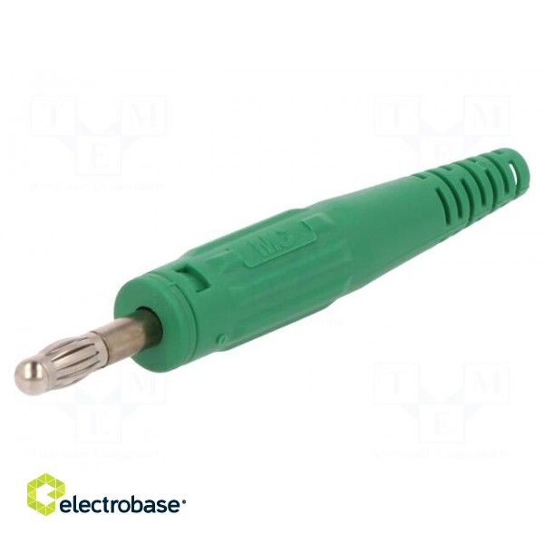 Plug | 4mm banana | 32A | 60V | green | non-insulated | 2.5mm2 paveikslėlis 1