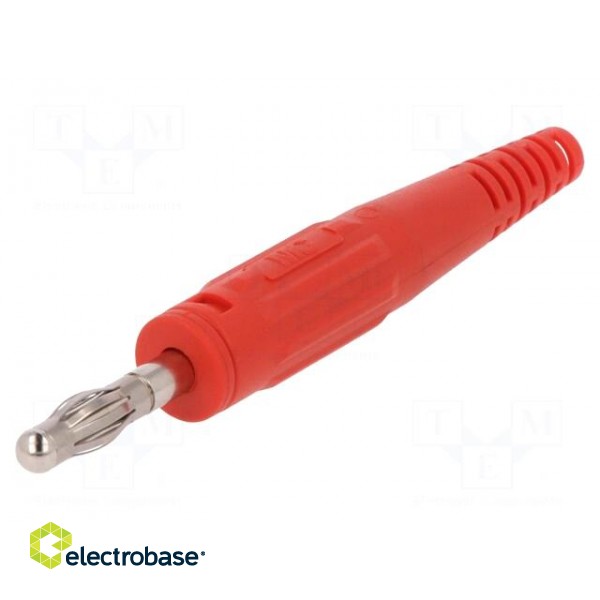 Plug | 4mm banana | 32A | 60V | red | non-insulated | 2.5mm2 | screw image 1