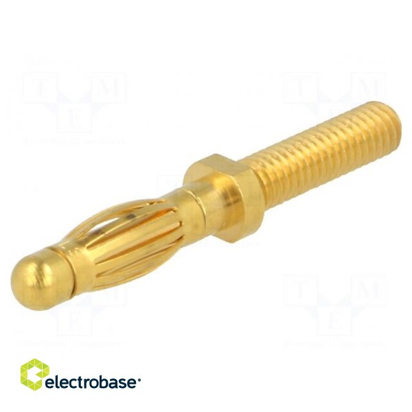 Plug | 4mm banana | 32A | 60VDC | 35mm | gold-plated | on panel,screw image 1