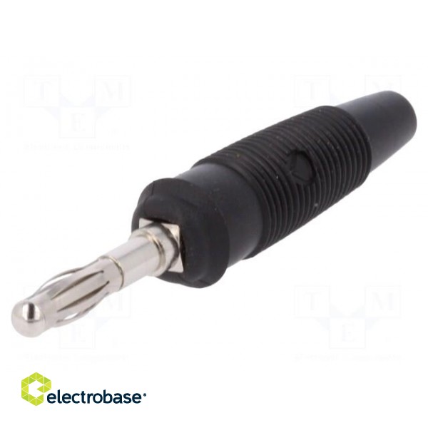 Plug | 4mm banana | 32A | 60VDC | black | non-insulated | for cable | 3mΩ paveikslėlis 1