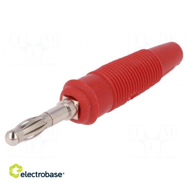 Plug | 4mm banana | 32A | 60VDC | red | non-insulated | for cable | 3mΩ paveikslėlis 1