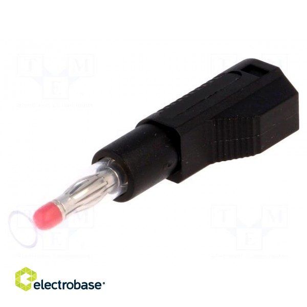 Plug | 4mm banana | 32A | black | insulated,with 4mm axial socket image 1