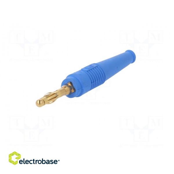 Plug | 4mm banana | 32A | blue | 2.5mm2 | Plating: gold-plated | 69mm фото 2