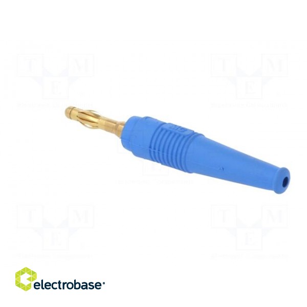 Plug | 4mm banana | 32A | blue | 2.5mm2 | Plating: gold-plated | 69mm фото 4