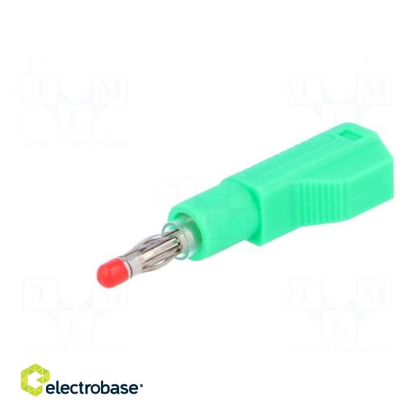 Plug | 4mm banana | 32A | green | insulated,with 4mm axial socket paveikslėlis 2