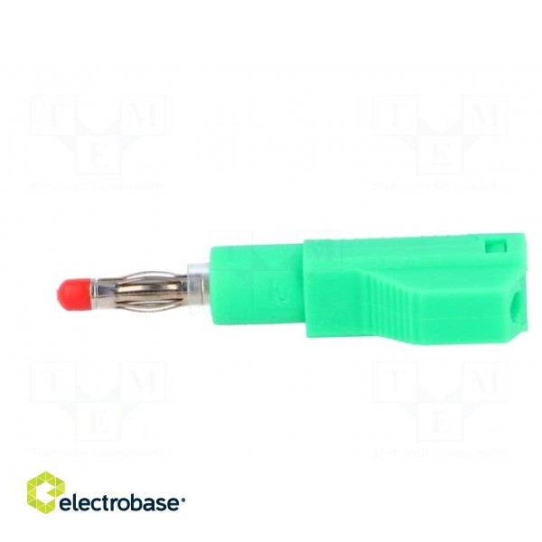 Plug | 4mm banana | 32A | green | insulated,with 4mm axial socket image 3