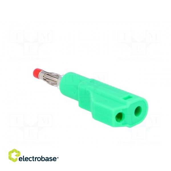 Plug | 4mm banana | 32A | green | insulated,with 4mm axial socket image 4