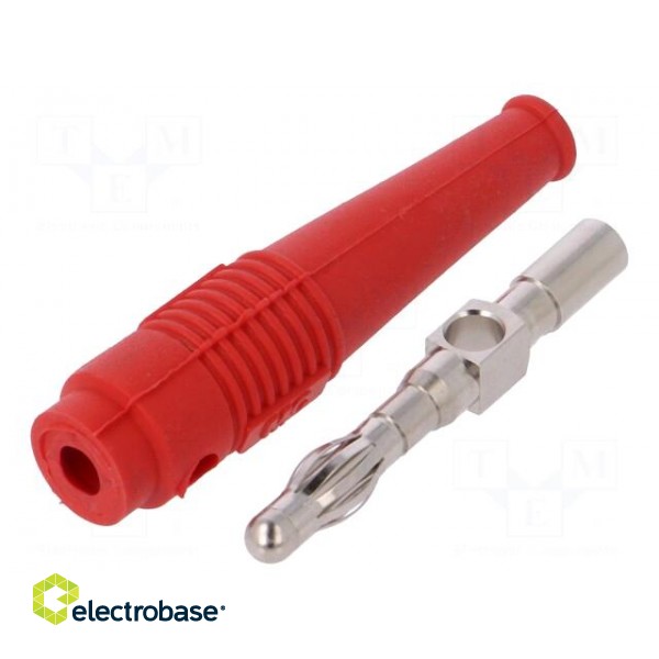 Plug | 4mm banana | 32A | red | 2.5mm2 | Plating: nickel plated | 69mm image 1