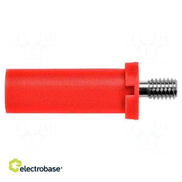 Plug | 4mm banana | 32A | red | insulated | 31mm | nickel plated | screw