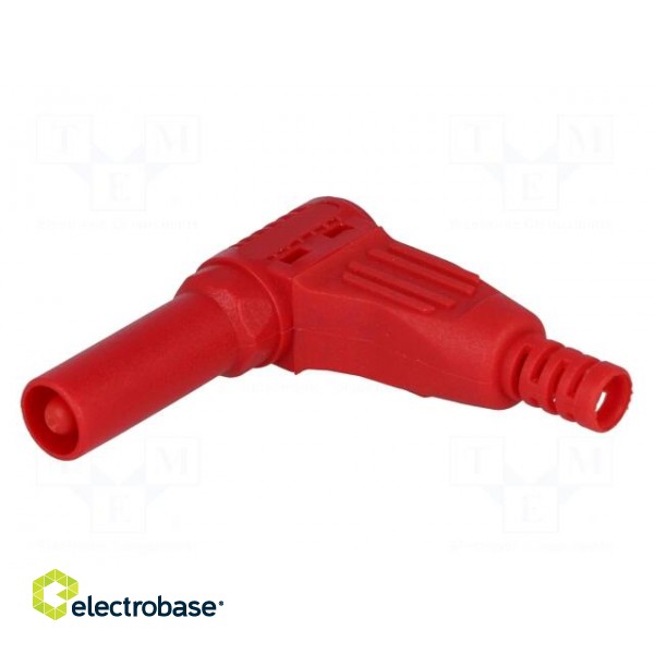 Plug | 4mm banana | 32A | red | insulated | 40mm | for cable | soldered image 1