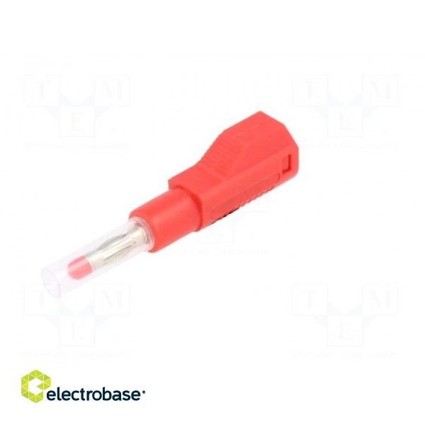 Plug | 4mm banana | 32A | red | insulated,with 4mm axial socket | 56mm image 2