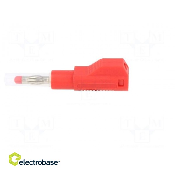 Plug | 4mm banana | 32A | red | insulated,with 4mm axial socket | 56mm image 3