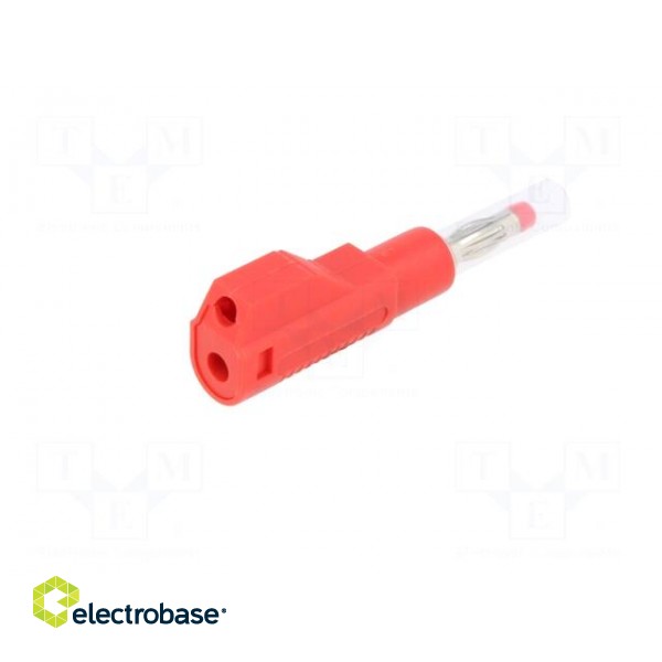 Plug | 4mm banana | 32A | red | insulated,with 4mm axial socket | 56mm image 6