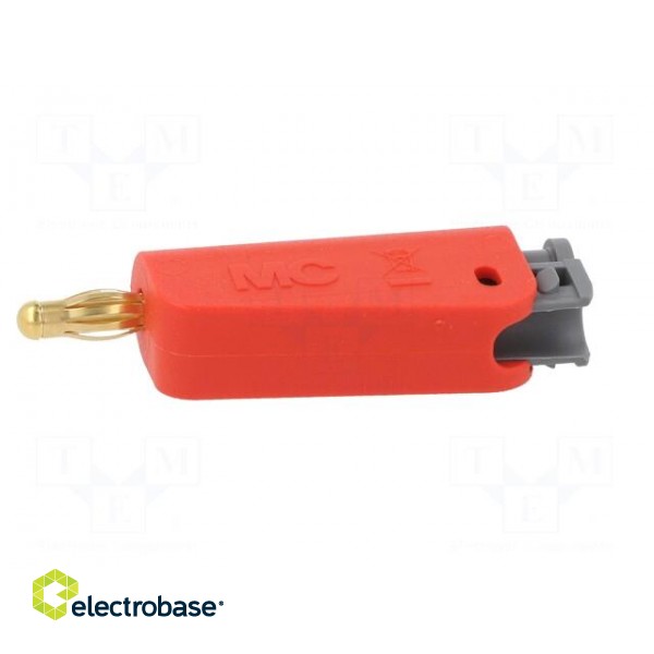 Plug | 4mm banana | 32A | red | non-insulated,with 4mm axial socket paveikslėlis 3