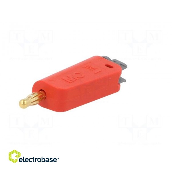 Plug | 4mm banana | 32A | red | non-insulated,with 4mm axial socket image 2