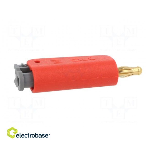 Plug | 4mm banana | 32A | red | non-insulated,with 4mm axial socket paveikslėlis 7