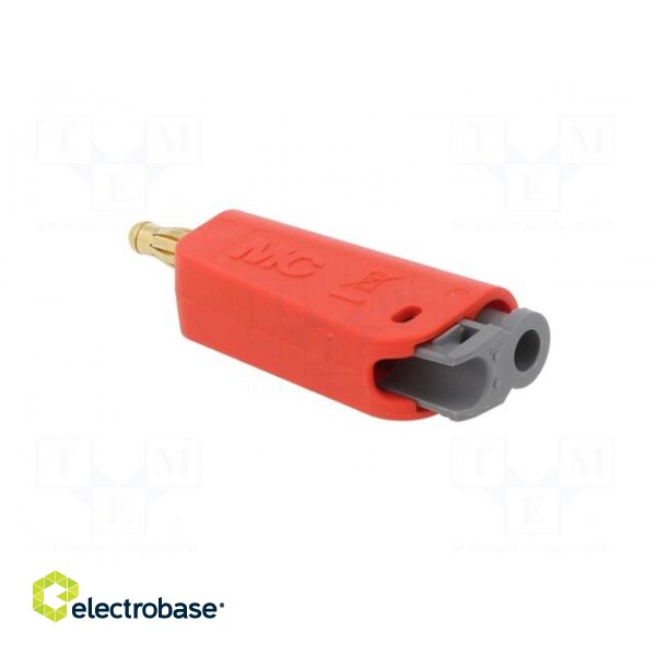Plug | 4mm banana | 32A | red | non-insulated,with 4mm axial socket image 4