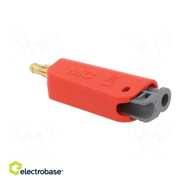 Plug | 4mm banana | 32A | red | non-insulated,with 4mm axial socket фото 4