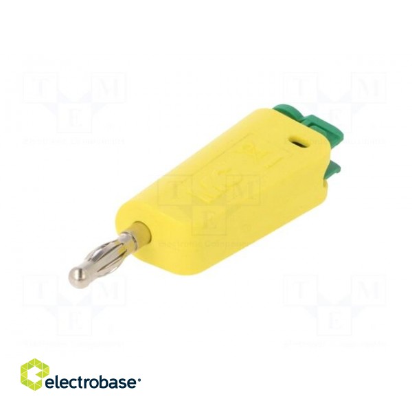 Plug | 4mm banana | 32A | yellow-green | nickel plated | on cable фото 2