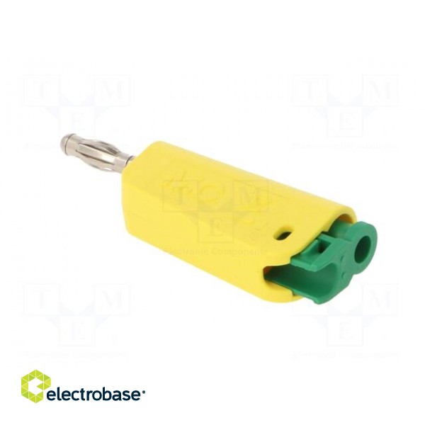 Plug | 4mm banana | 32A | yellow-green | nickel plated | on cable фото 4
