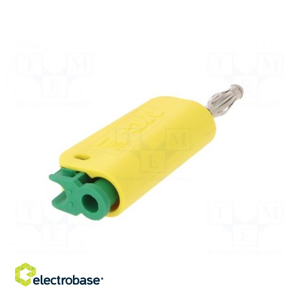 Plug | 4mm banana | 32A | yellow-green | nickel plated | on cable фото 6