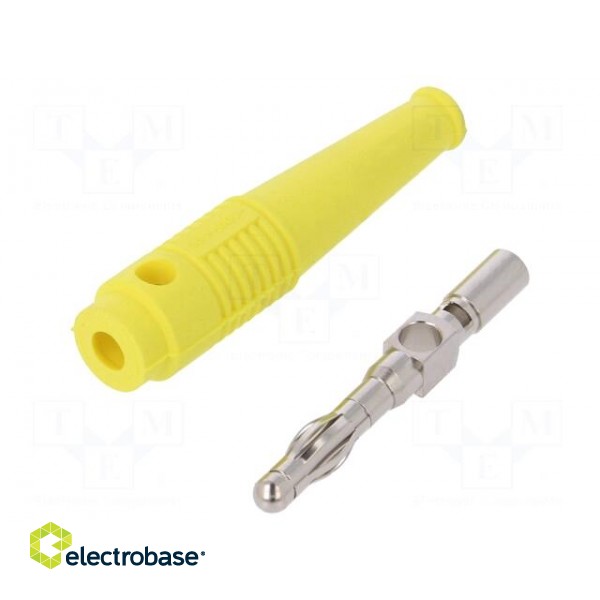 Plug | 4mm banana | 32A | yellow | 2.5mm2 | nickel plated | soldered paveikslėlis 1