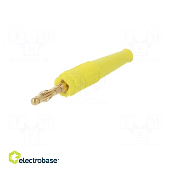Plug | 4mm banana | 32A | yellow | 2.5mm2 | Plating: gold-plated | 69mm фото 2