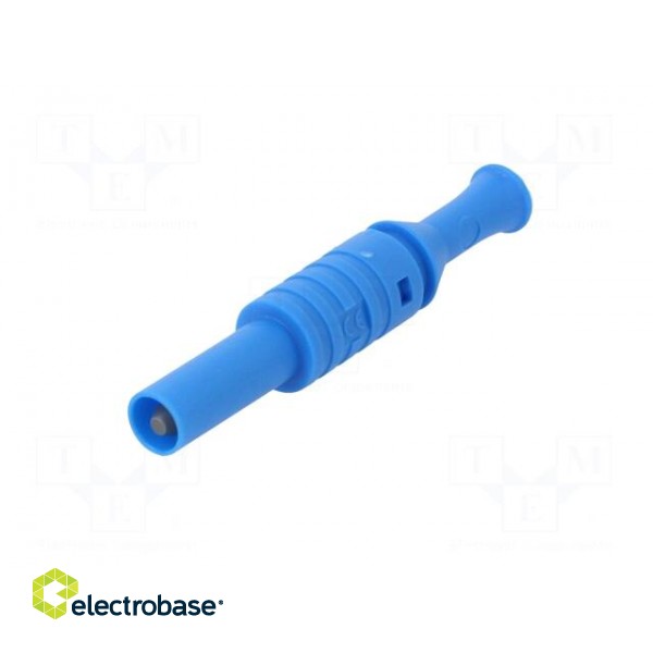 Plug | 4mm banana | 36A | 1kVAC | blue | insulated | 63mm | 8mΩ | on cable image 2