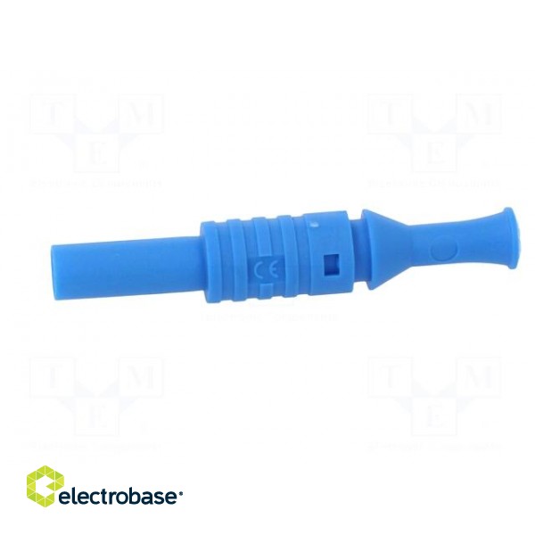 Plug | 4mm banana | 36A | 1kVAC | blue | insulated | 63mm | 8mΩ | on cable фото 3