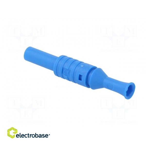 Plug | 4mm banana | 36A | 1kVAC | blue | insulated | 63mm | 8mΩ | on cable фото 4