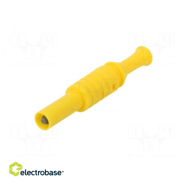 Plug | 4mm banana | 36A | 1kVAC | yellow | insulated | 63mm | 8mΩ | on cable image 2