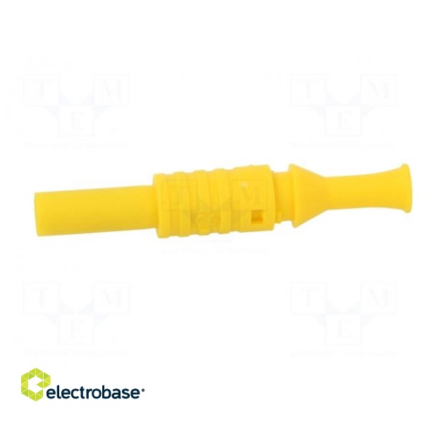 Plug | 4mm banana | 36A | 1kVAC | yellow | insulated | 63mm | 8mΩ | on cable фото 3