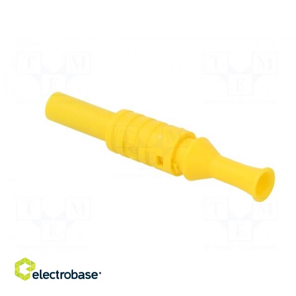 Plug | 4mm banana | 36A | 1kVAC | yellow | insulated | 63mm | 8mΩ | on cable фото 4