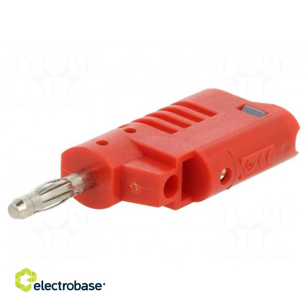 Plug | 4mm banana | 36A | 30VAC | 60VDC | red | non-insulated | 57.2mm image 1