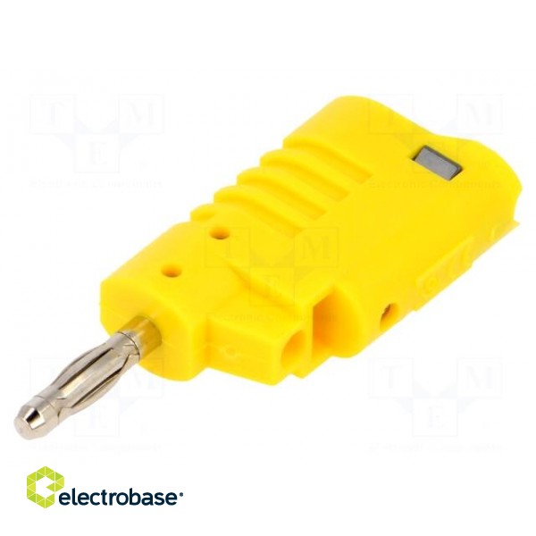 Plug | 4mm banana | 36A | 30VAC | 60VDC | yellow | non-insulated | 57.2mm image 1