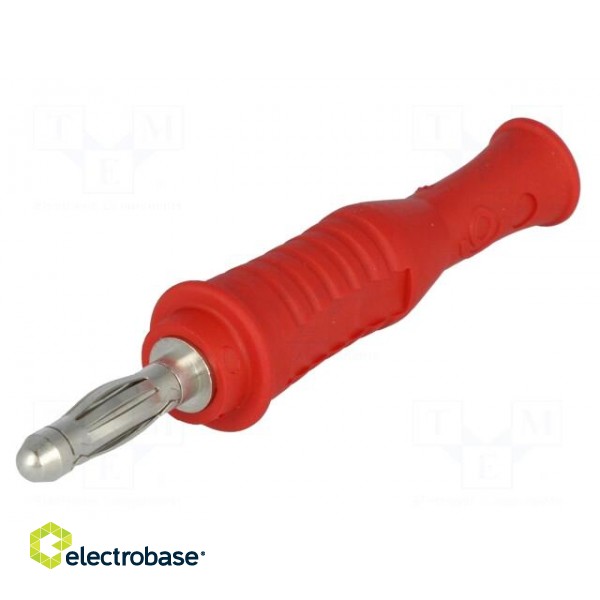 Plug | 4mm banana | 36A | 70VDC | red | non-insulated | 2mΩ | 4AWG÷2AWG image 1
