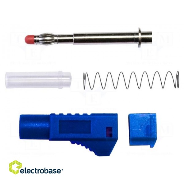 Plug | 4mm banana | 45A | 1kVAC | blue | soldered | Insulation: polyamide
