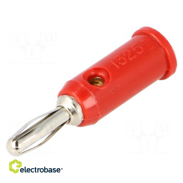 Plug | 4mm banana | 5A | 5kV | red | Max.wire diam: 3mm | 1pcs. image 1