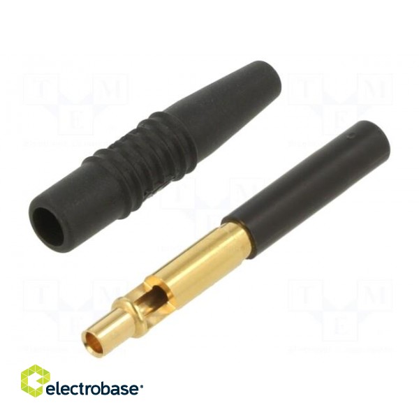 Socket | 4mm banana | 19A | 300V | black | insulated | 1mm2 | gold-plated