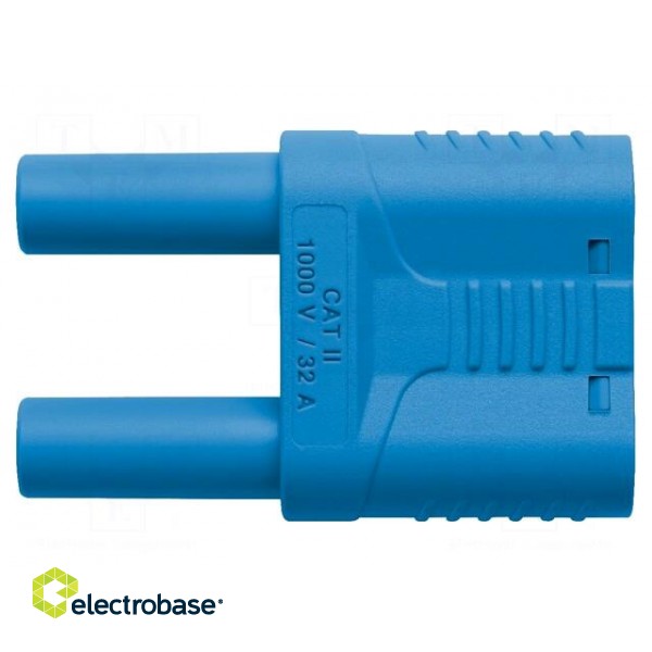 Stackable safety shunt | 4mm banana | 32A | 1kVAC | blue | insulated