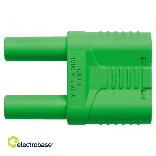 Stackable safety shunt | 4mm banana | 32A | 1kVAC | green | insulated