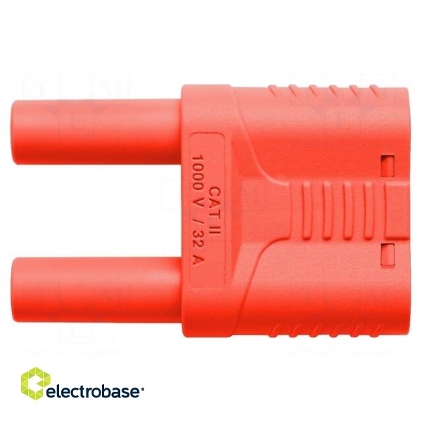 Stackable safety shunt | 4mm banana | 32A | 1kVAC | red | insulated