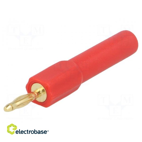2mm banana | 10A | 30VAC | red | Plating: gold-plated | 45mm | Mat: brass image 1